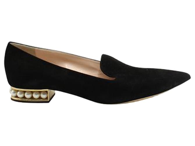 Nicholas Kirkwood Pointed Shoes with Faux Pearls Black Leather  ref.1253873