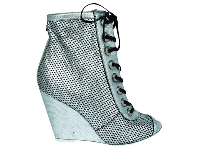 Chanel Silver boots Silvery Metallic  ref.1253887