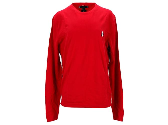 Tommy Hilfiger Mens Essential Monogram Logo Jumper in Red Cotton  ref.1253902