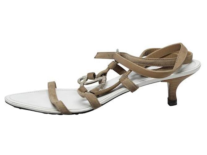 Tod's White Strapped Buckle Sandals Leather  ref.1253907