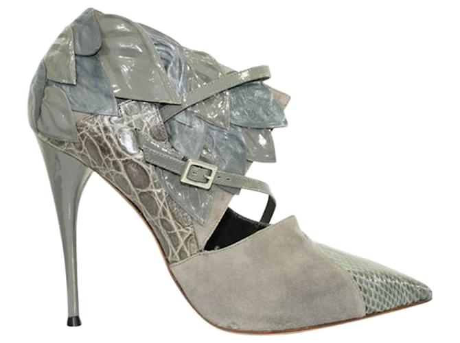 Chloé Python Skin and Suede Pumps With Leaves Leather  ref.1253924