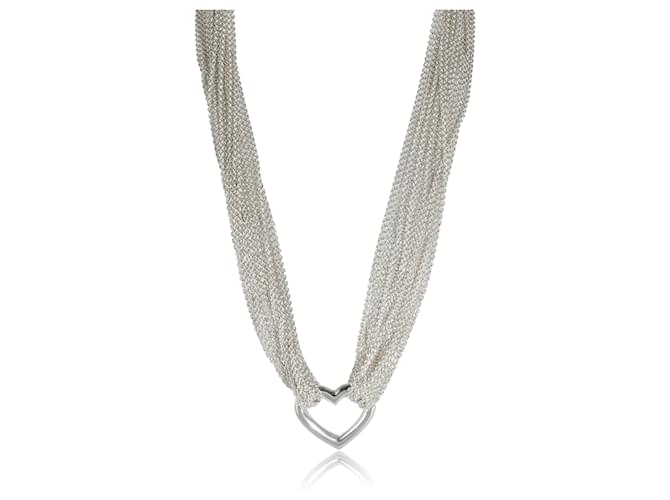 TIFFANY & CO. Mehrsträngige Herz-Halskette aus Sterlingsilber Metallisch Geld Metall  ref.1253945