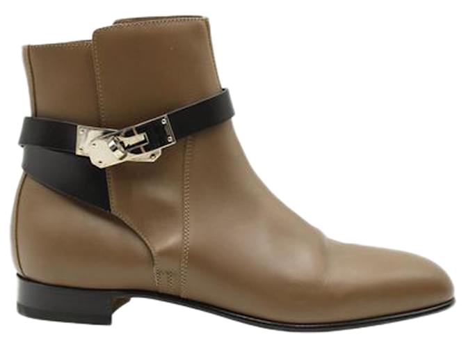Hermès Neo Boots mit Kelly Lock in Braun Leder  ref.1253967