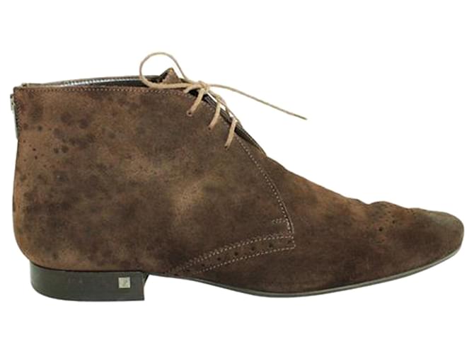 Louis Vuitton Chaussures à lacets en daim marron Suede  ref.1253976