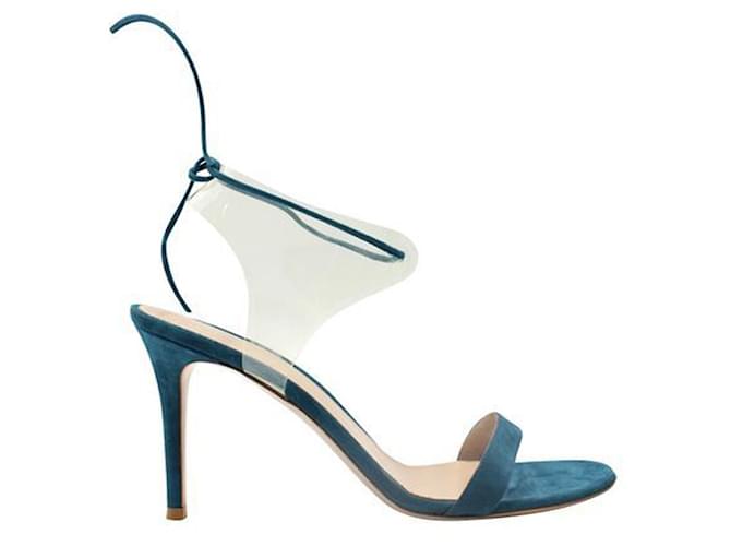Gianvito Rossi Teal lBue PVC Suede Strappy Sandals Blue Leather  ref.1253981