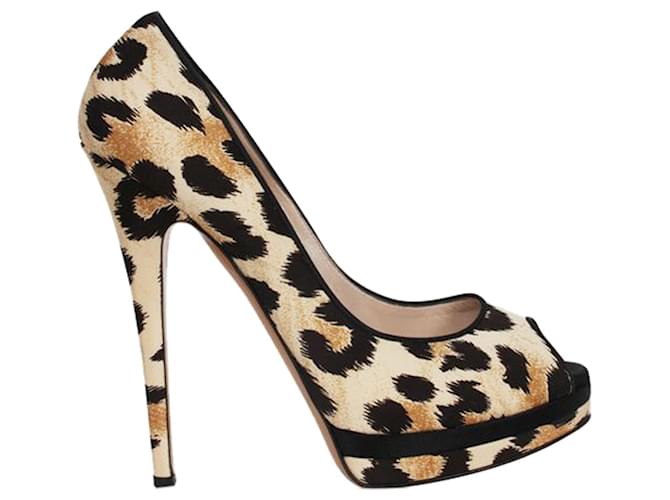 Casadei Zapatos de salón Lady Peep con estampado de leopardo Cuero  ref.1253985