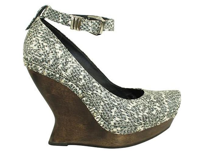 Autre Marque Snakeskin Studded Wedges Leather  ref.1254004