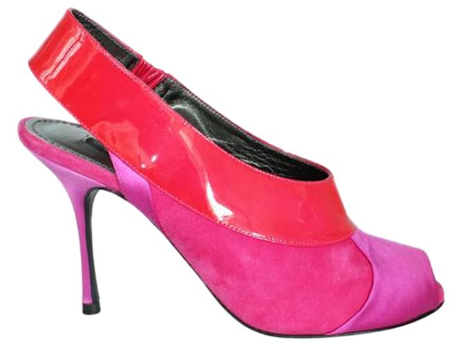 Dolce & Gabbana Pink and Red Peep-Toe Heels Leather  ref.1254018