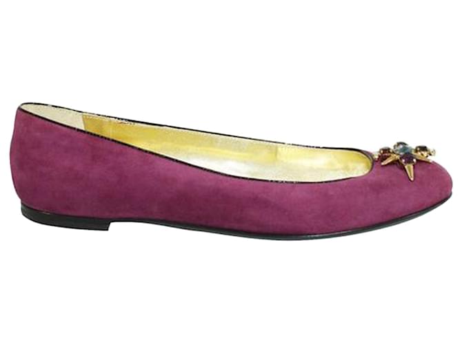 Giuseppe Zanotti dark pink/ Purple Ballerinas with Embellishments Leather  ref.1254026