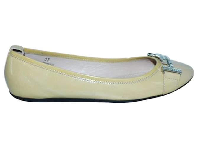 Tod's Nude Patent Leather Flats Brown Flesh  ref.1254038