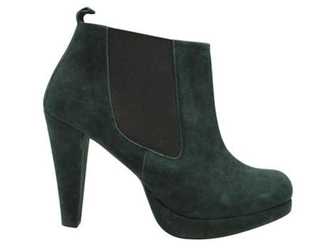 Ganni Green Suede Fiona Ankle Boots  ref.1254049
