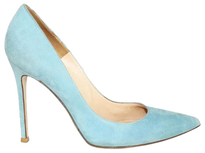 Gianvito Rossi Light Blue Suede Pointed Toe Heels Leather  ref.1254072