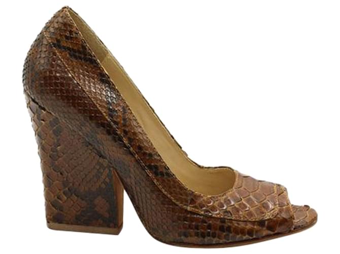Alexandre Birman Brown Snake Skin Heels Leather  ref.1254077
