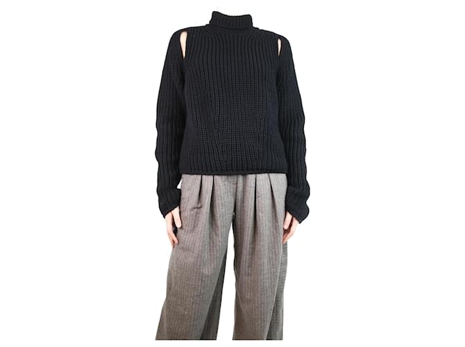 Calvin Klein Black cutout wool turtleneck jumper - size L  ref.1254093