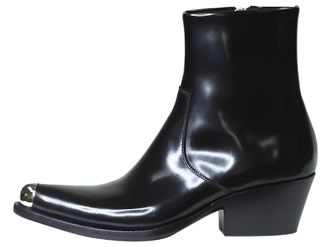 Calvin Klein Black steel toe cap ankle boots - size EU 38 (Uk 5) Leather  ref.1254097