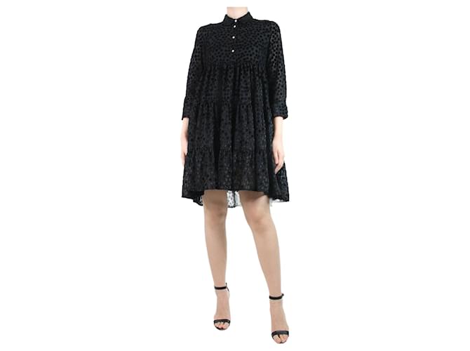 Maje Black polka dot dress - size UK 8 Polyester  ref.1254099