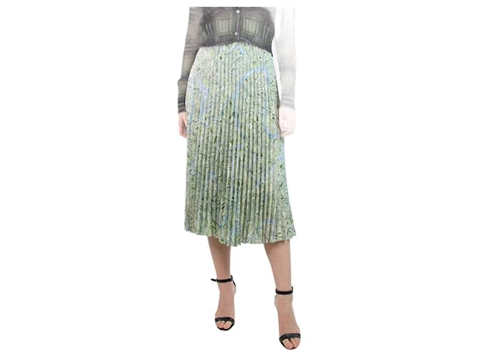Weekend Max Mara Green pleated map-print skirt - size UK 8 Polyester  ref.1254104
