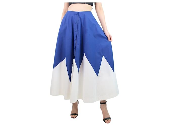 Autre Marque Blue popeline cotton midi skirt - size S  ref.1254115