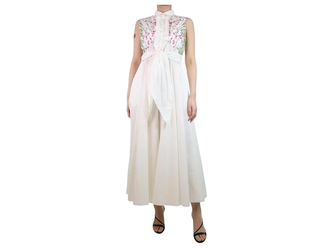 Giambattista Valli Cream floral printed sleeveless dress - size UK 14 Cotton  ref.1254117