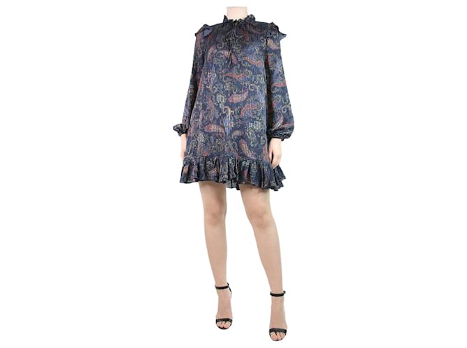 Maje Dark blue paisley printed dress - size UK 8 Viscose  ref.1254120