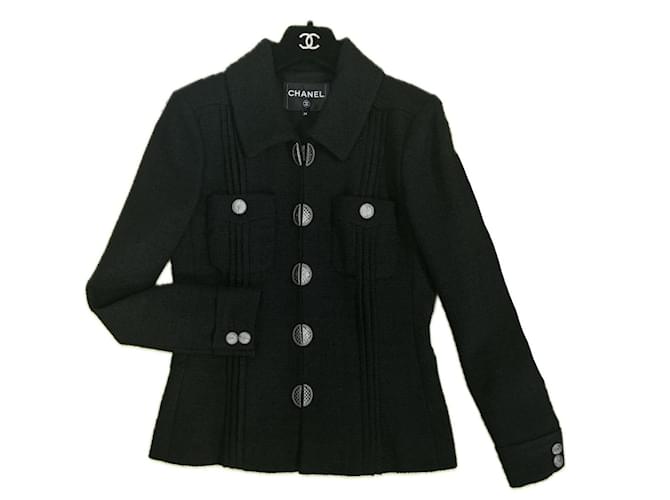 Chanel New Paris / Cuba Black Tweed Jacke  ref.1254136