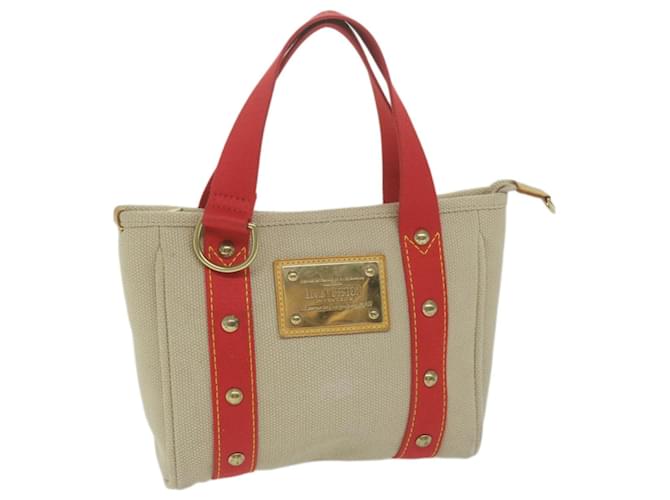 LOUIS VUITTON Antigua Cabas PM Hand Bag Red Beige M40038 LV Auth am5849 Cloth  ref.1254163