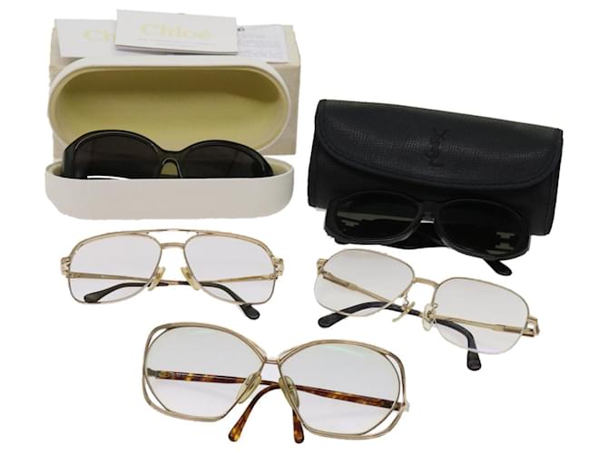 Autre Marque Burberrys Dior Saint Laurent Chloe Sunglasses 5Set Black Gold Auth bs10463 Golden Plastic  ref.1254264