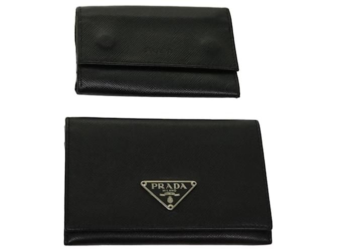 PRADA Card Case Key Case Leather 2Set Black Auth bs10887  ref.1254276