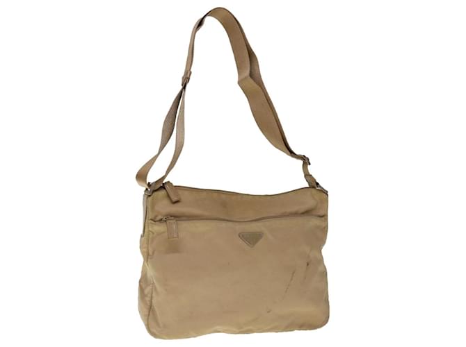 PRADA Shoulder Bag Nylon Beige Auth 65373  ref.1254280