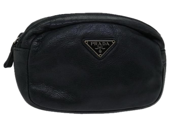 PRADA Pouch Leather Black Auth bs12100  ref.1254310