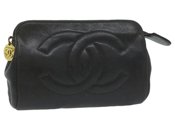 CHANEL Pouch Lamb Skin Black CC Auth bs11313  ref.1254348