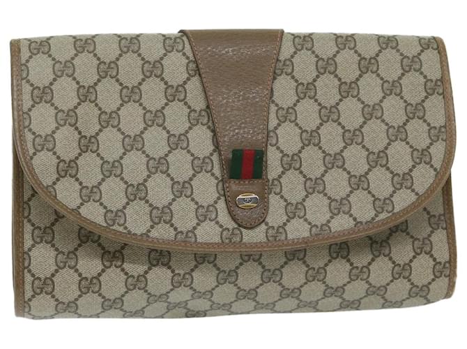 GUCCI GG Supreme Web Sherry Line Clutch Bag Beige Red 89 01 031 Auth ep2873  ref.1254387