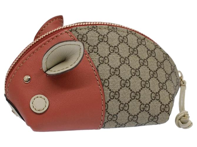 GUCCI GG Supreme Pig Pouch PVC Leather Beige 256866 Auth ac2469  ref.1254426