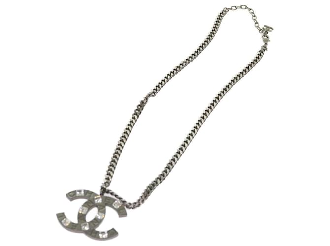 CHANEL Chain Necklace Silver CC Auth bs12166 Silvery Metal  ref.1254475