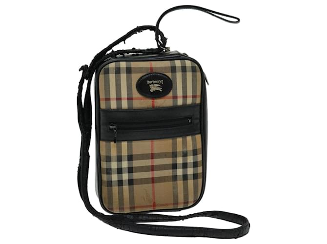 BURBERRY Nova Check Shoulder Bag Canvas Beige Black Auth 66162 Cloth  ref.1254500