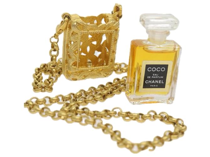 Collier de parfum CHANEL ton or CC Auth yk10532 Métal  ref.1254507