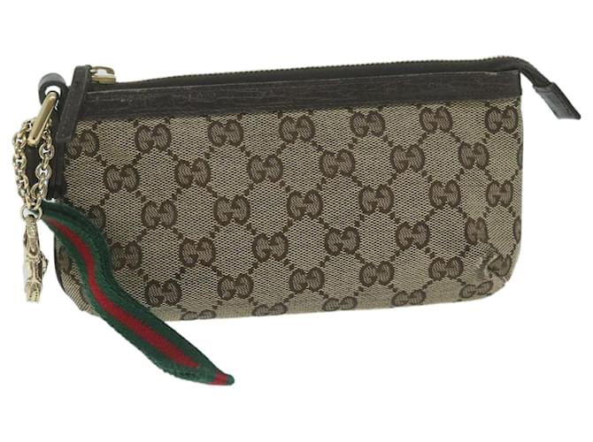 GUCCI GG Canvas Web Sherry Line Pouch Beige Red Green 152507 auth 64507  ref.1254544