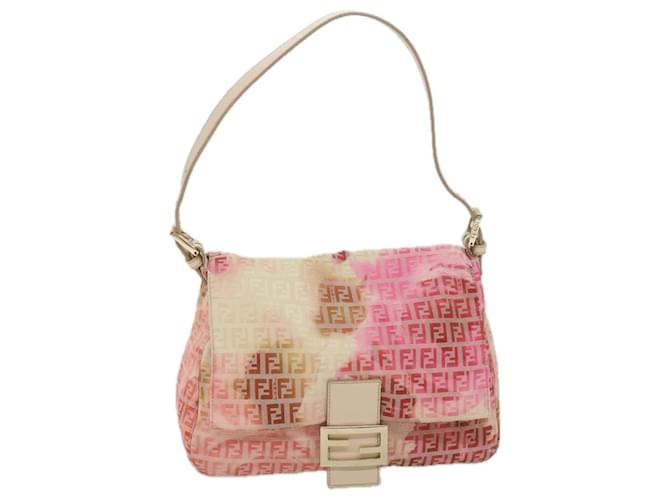 FENDI Zucchino Canvas Mamma Baguette Shoulder Bag Pink Auth 58332  ref.1254616