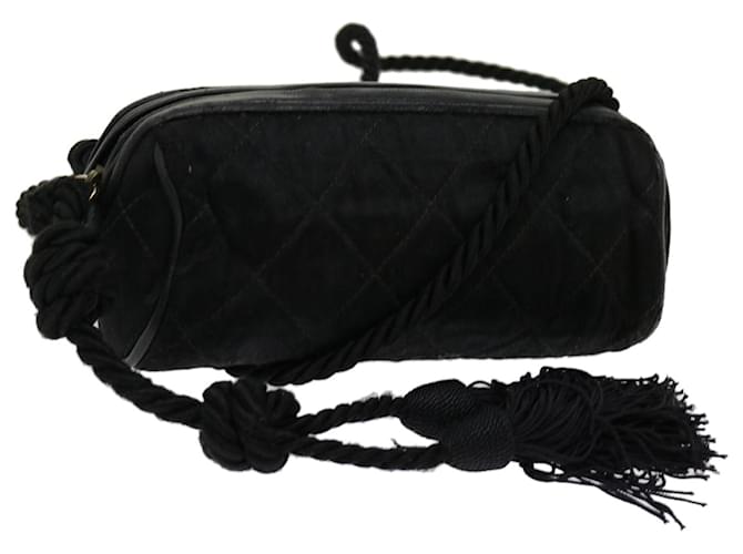 CHANEL Shoulder Bag Satin Black CC Auth bs10925  ref.1254676