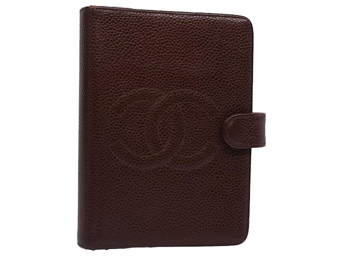 CHANEL COCO Mark Day Planner Cover Caviar Skin Brown CC Auth am5500  ref.1254680