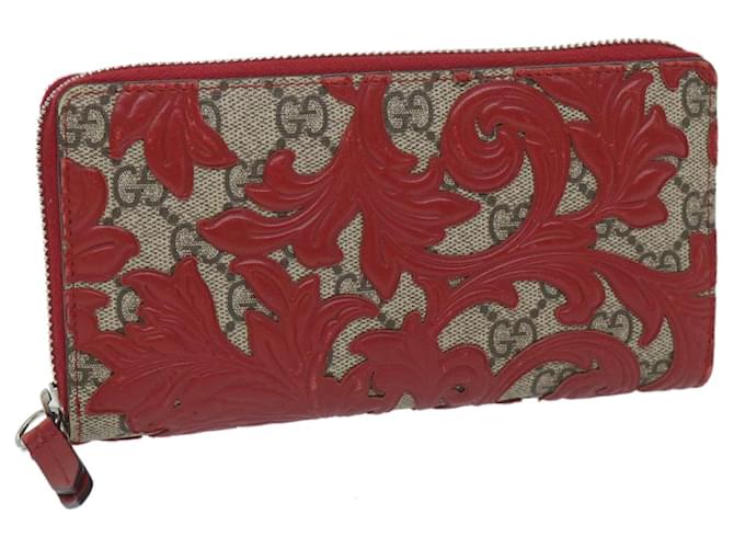 GUCCI GG Supreme Long Wallet PVC Leather Beige Red 410102 Auth ac2308  ref.1254709