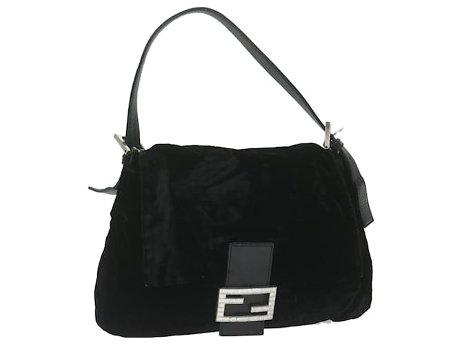 FENDI Mamma Baguette Shoulder Bag Velor Black Auth yk10069  ref.1254734
