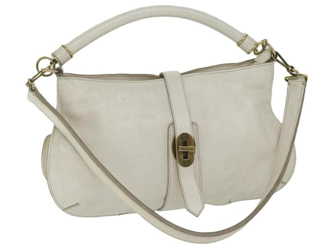 BURBERRY Shoulder Bag Leather White Auth bs11093  ref.1254742