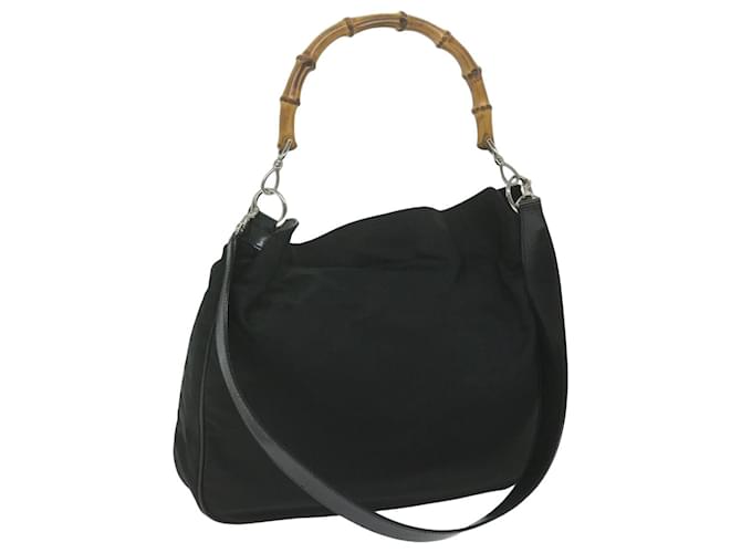 GUCCI Bamboo Hand Bag Nylon 2way Black 001 2058 1577 5 Auth ep2801  ref.1254753