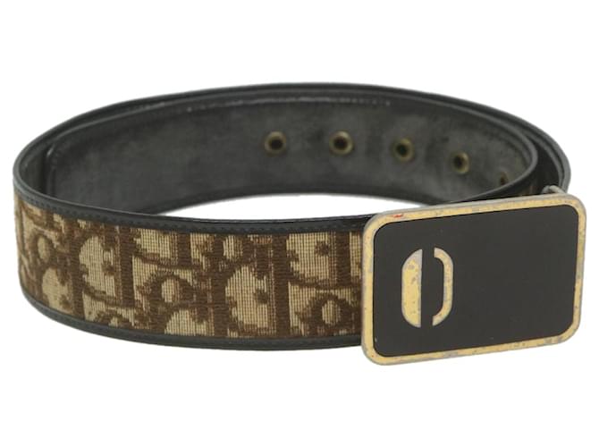 Christian Dior Trotter Canvas Belt 24.8""-28.7"" Brown Auth ti1395 Leather  ref.1254772