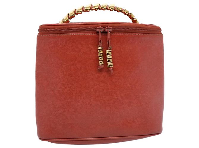 LOEWE Vanity Velazquez Twist Bolsa de mão couro laranja Auth am5458