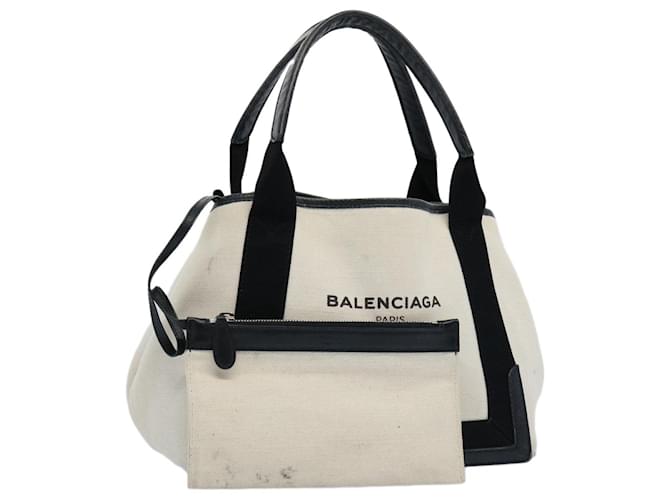 Borsa tote BALENCIAGA Tela Bianca Nera 339933 Auth ep2845 Nero Bianco  ref.1254828