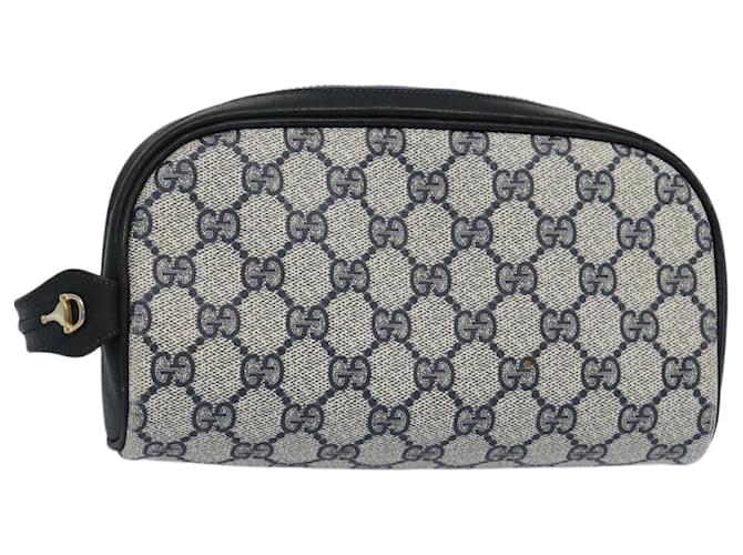 GUCCI GG Supreme Pouch PVC Leather Navy Auth ep2829 Navy blue  ref.1254830
