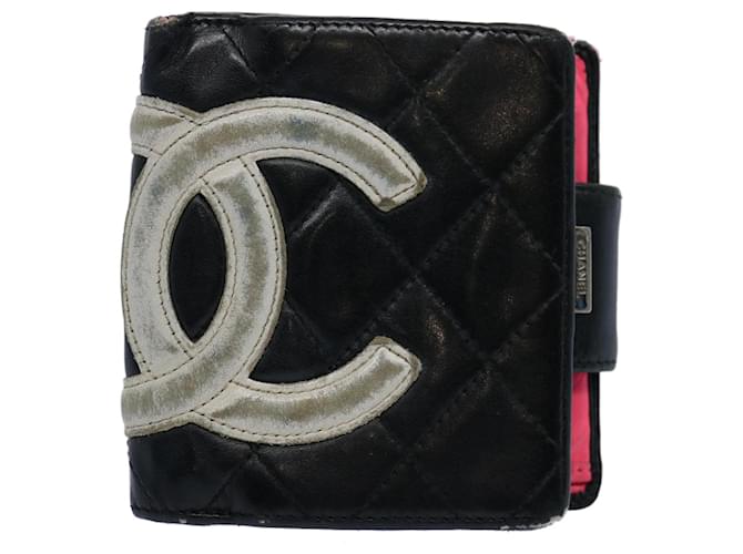 CHANEL Cambon Line Wallet Leather Black CC Auth 62877  ref.1254876