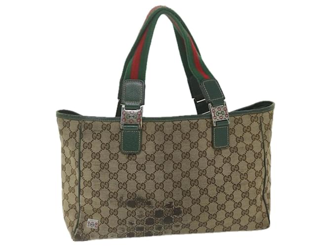 GUCCI GG Canvas Web Sherry Line Tote Bag Beige Rouge Vert 145758 auth 63256  ref.1254887
